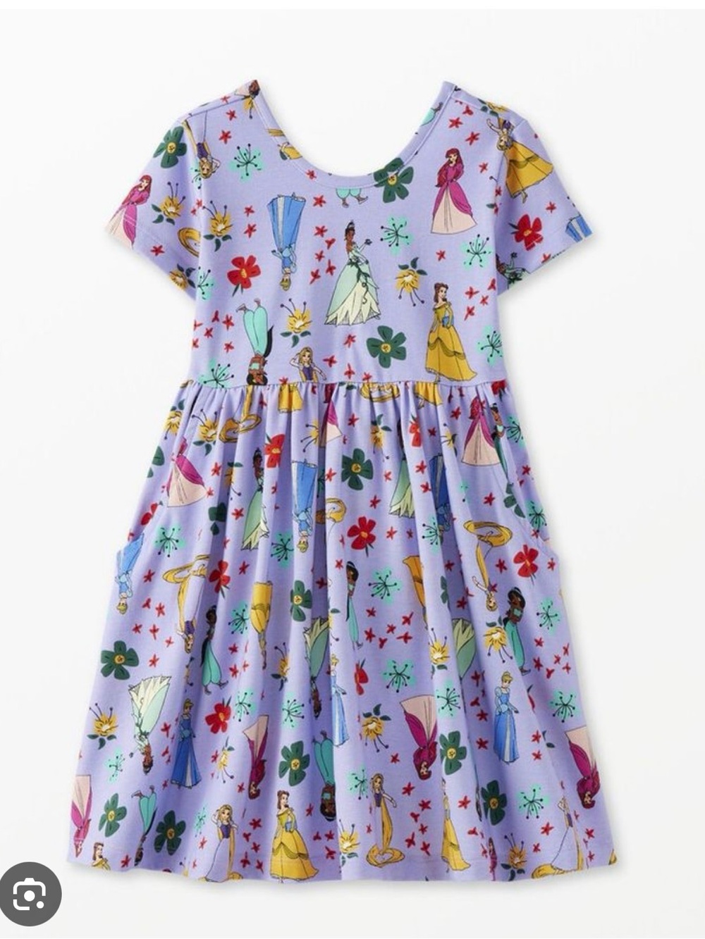 Hanna Andersson Disney Princess Print Short-Sleeve Skater Dress